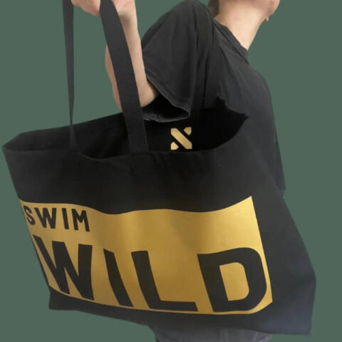 Clements & Hope Black and Gold Jumbo Swim Wild Beach Bag