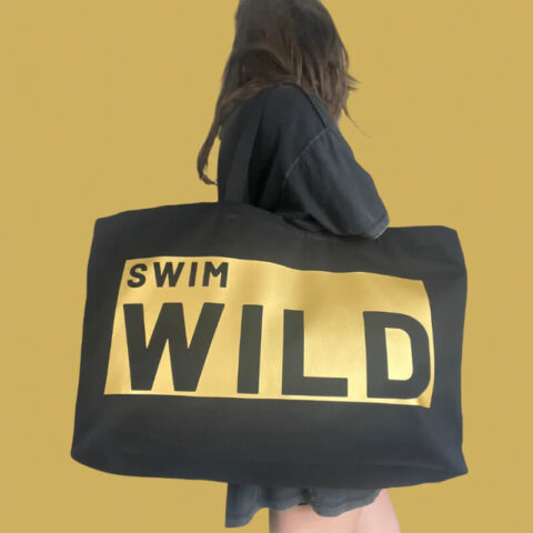 Clements & Hope Black and Gold Jumbo Swim Wild Beach Bag