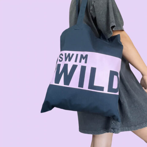 Clements & Hope Navy and Pink Swim Wild Tote Bag