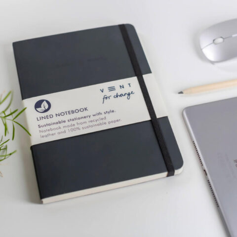 Clements & Hope Vent For Change Recycled Leather Charcoal A5 Notebook