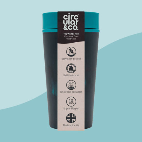 Clements & Hope 12oz Circular & Co Beach Waste Blue Reusable Coffee Cup