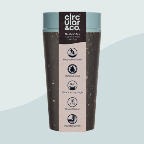 Clements & Hope 12oz Circular & Co Black & Faraway Blue Reusable Coffee Cup