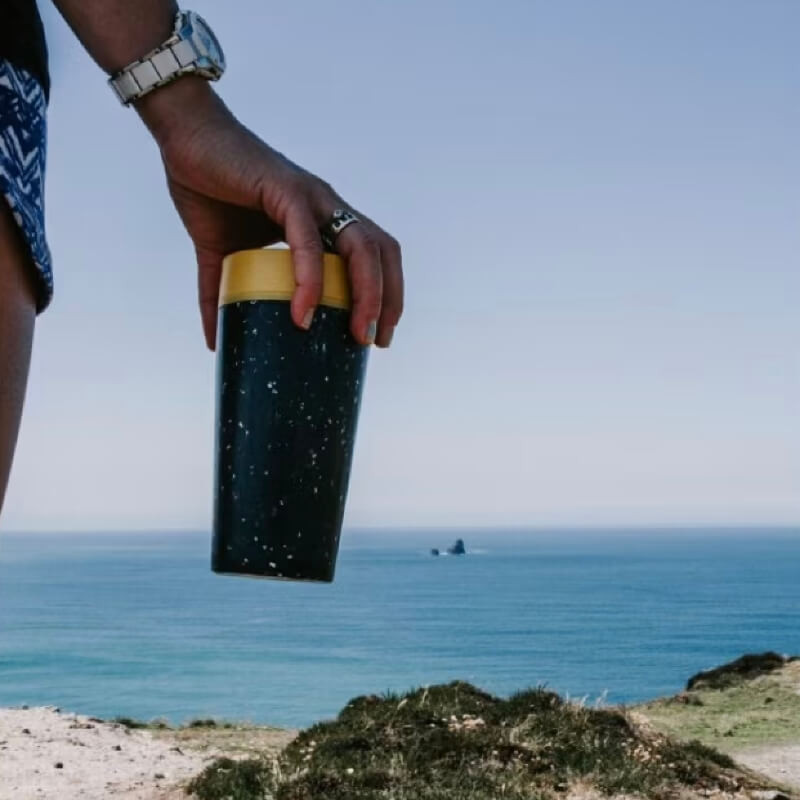 Circular & Co (Black & Electric Mustard) Reusable Cup 3 Clements & Hope Circular & Co Black & Electric Mustard Reusable Coffee Cup