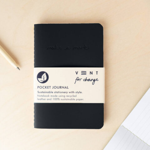 Clements & Hope Vent For Change Recycled Leather Charcoal A6 Pocket Journal