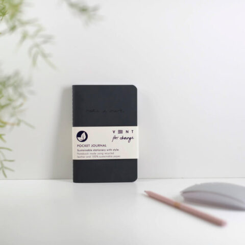 Clements & Hope Vent For Change Recycled Leather Charcoal A6 Pocket Journal