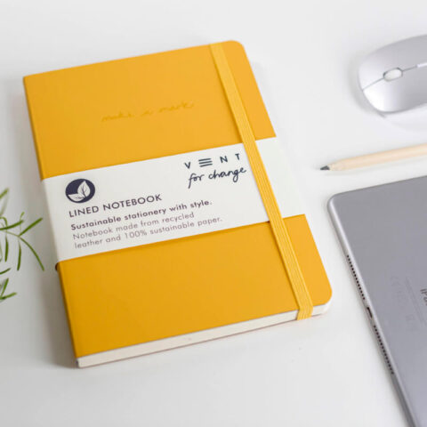 Clements & Hope Vent For Change Recycled Leather Yellow A5 Notebook